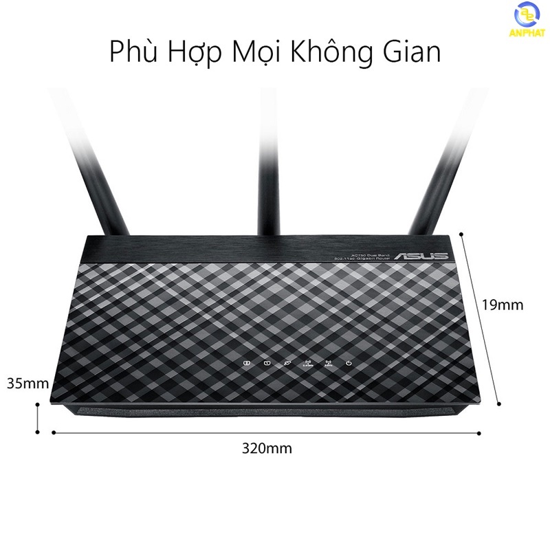 [Mã 254ELSALE giảm 7% đơn 300K] Router ASUS RT-AC53 Chuẩn AC750, 2 băng tần - Hàng chính hãng