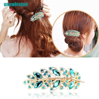 U●Kẹp Tóc Hình Chiếc Lá Đính Hạt Lấp Lánh