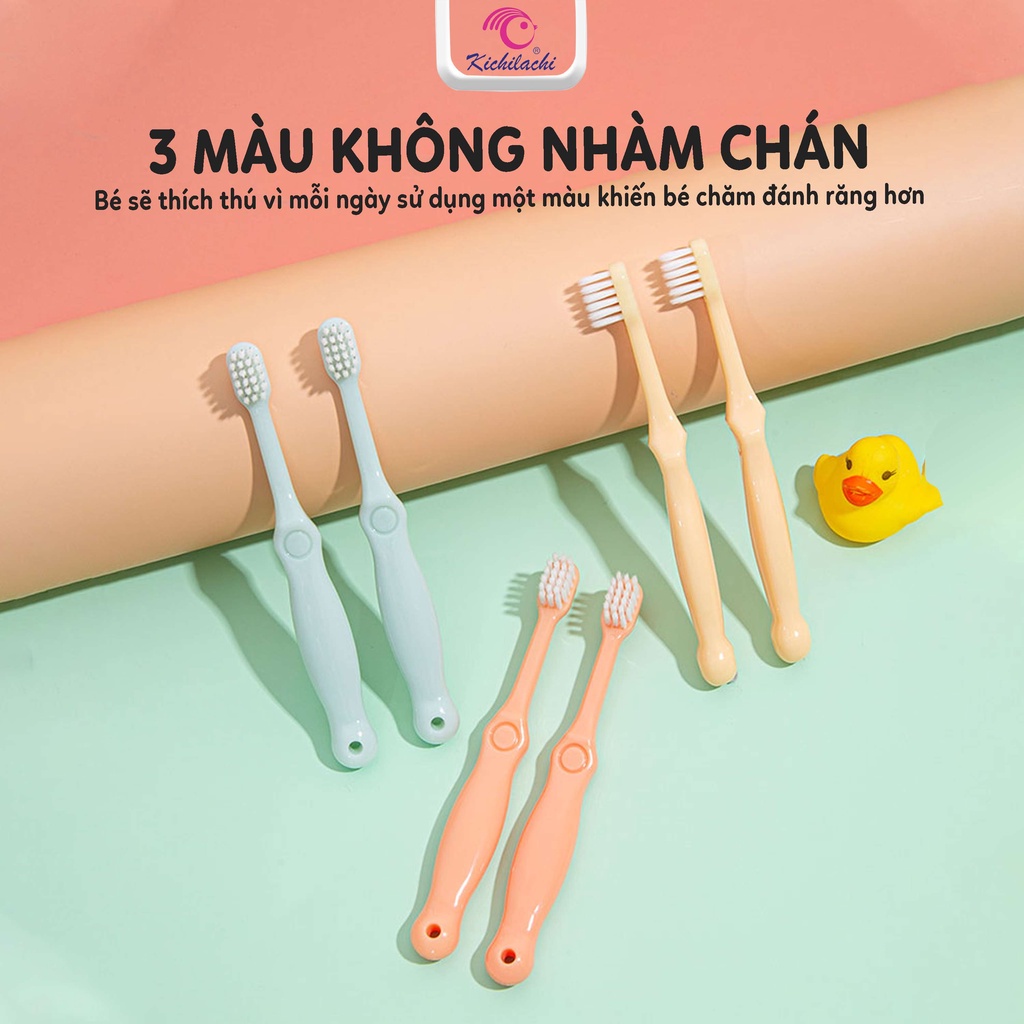 Set 3 Bàn Chải Đánh Răng Kichi Sợi Tơ Siêu Mềm Mịn Cho Bé