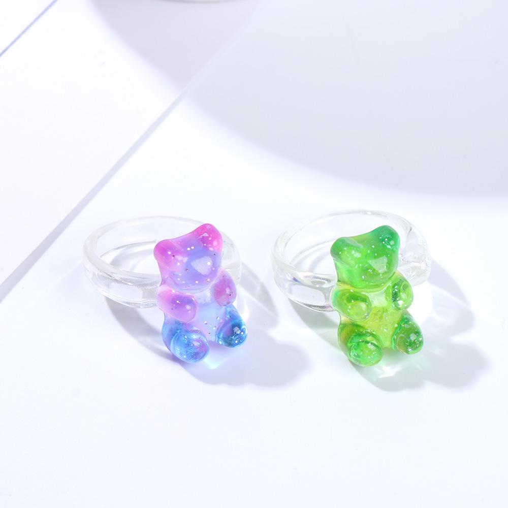 MELODG Nhẫn Trong Suốt Hình Gấu Cho Nữ