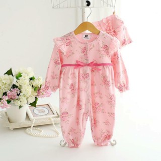 Bộ bé gái - body hoa hồng dài tay dài chân cho bé gái