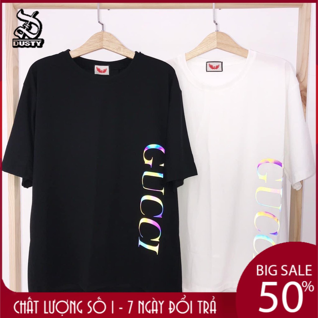 Áo Thun Tay Lỡ Unisex Nam Nữ In Phản Quang Gucci - Áo Thun Tay Lỡ Form Rộng Freesize Cho Nam Nữ