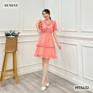 Đầm cổ V phối bèo BEMINE MT5432HONG