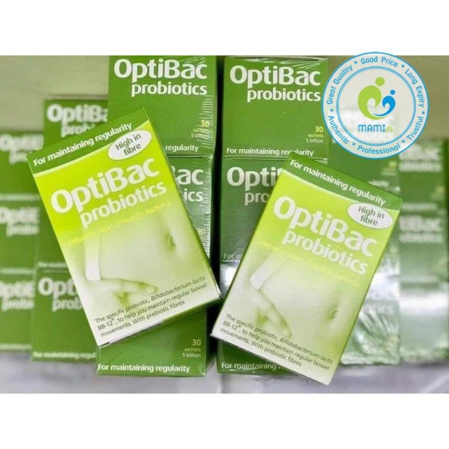 Men vi sinh (30 gói) hỗ trợ táo bón cho trẻ từ 1 tuổi Optibac Probiotics xanh lá, UK