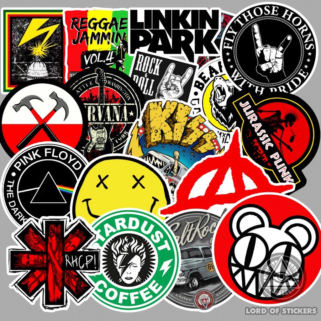 Set 100 Nhãn Dán Sticker Phong Cách Ban Nhạc Rock Cổ Điển Metal Punk Rock Chống Thấm Nước Dán Mũ Bảo Hiểm, Laptop, Vali