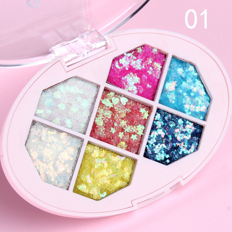 7Colors Eyeshadow Shimmer Sequins Palette/ Face Jewels Shiny Pigment Eye Shadow/ Eye Makeup Cosmetic