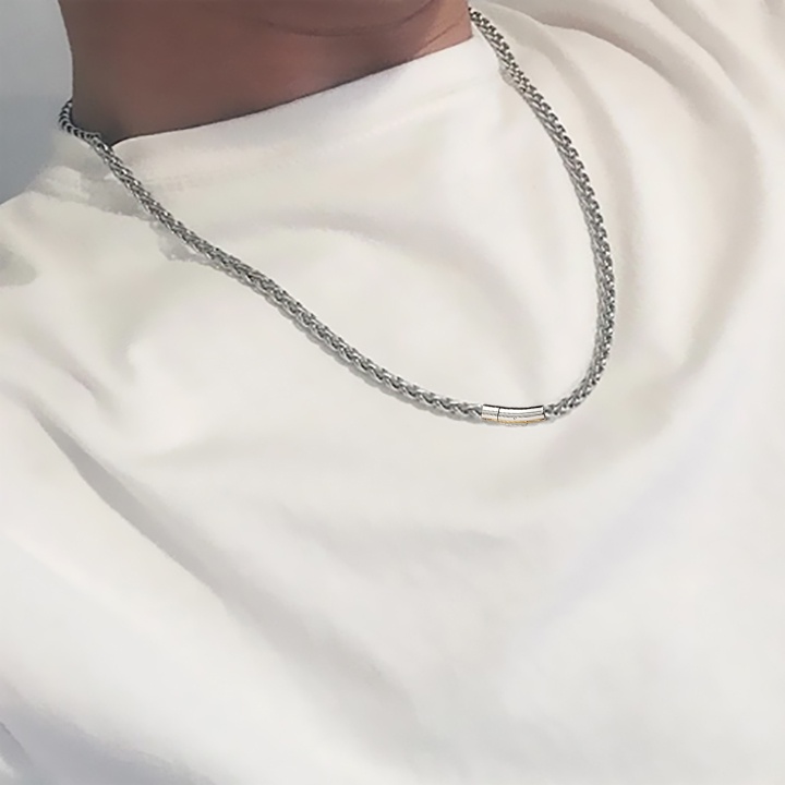 Dây chuyền inox kiểu bông dừa xoắn 3mm khóa gài vip sáng đẹp, không đen, thể hiện phong độ, đẳng cấp của người đeo