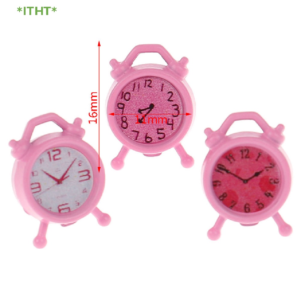 Đồng Hồ Báo Thức Mini Màu Hồng Tỉ Lệ 1: 12 Trang Trí Nhà Búp Bê Mới