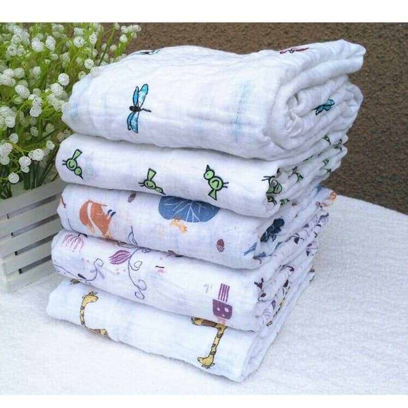 Khăn tắm xô cuộn MUSLIN 2 lớp hoạ tiết siêu đẹp cho bé, kích thước lớn 1m2*1m2