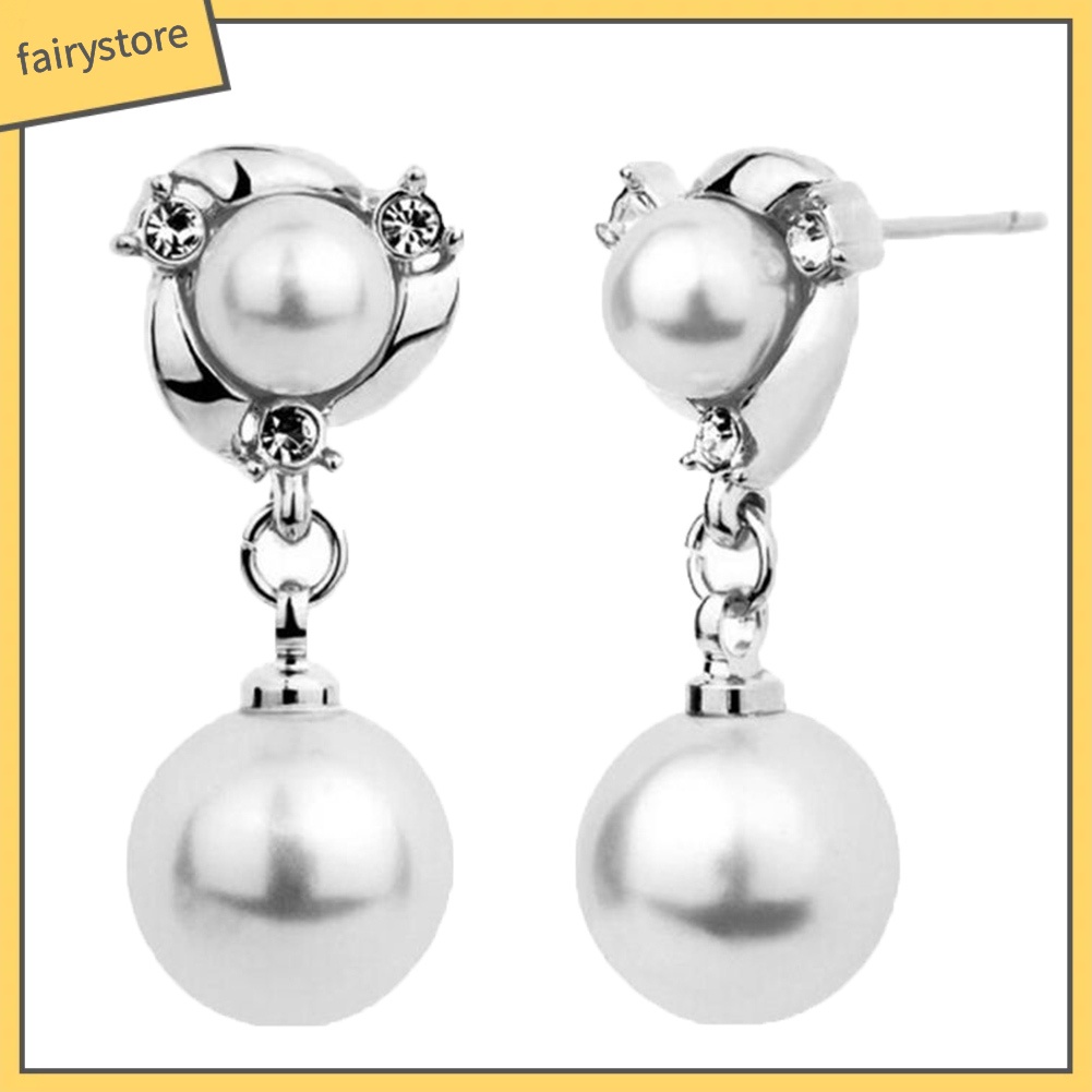 Cặp khuyên tai đính ngọc trai phong cách sang trọng cho nữ