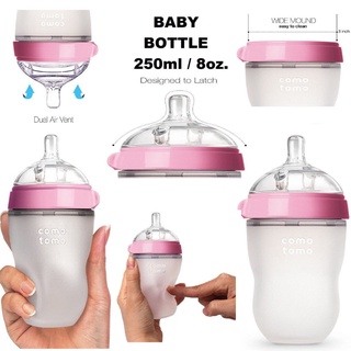 Bình Sữa Comotomo 150ml /250 ml, Núm Silicon Siêu Mềm Cho Bé