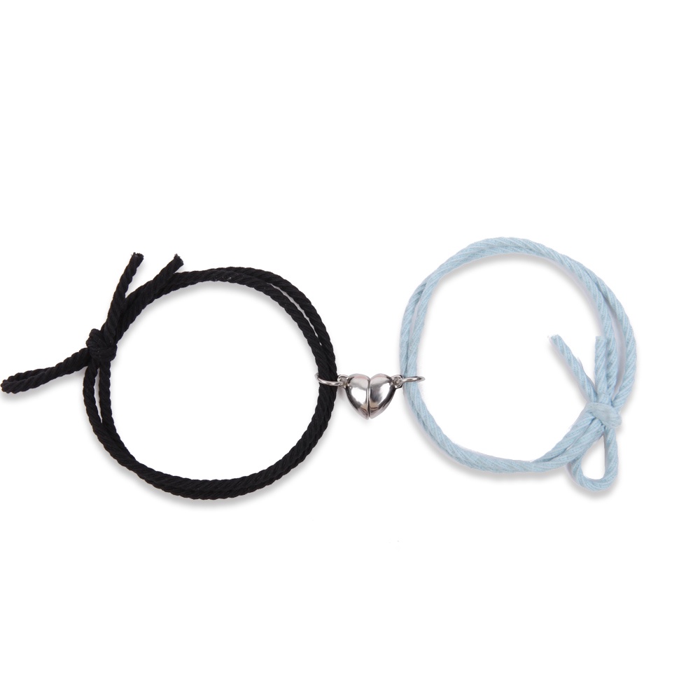 Set 2 Vòng Tay Bện Dây Mặt Hình Trái Tim Bằng Thép Không Gỉ Cho Cặp Đôi