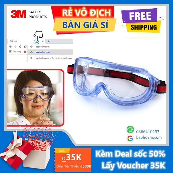 KÍNH BẢO HỘ 3M 1623AF CHỐNG HÓA CHẤT