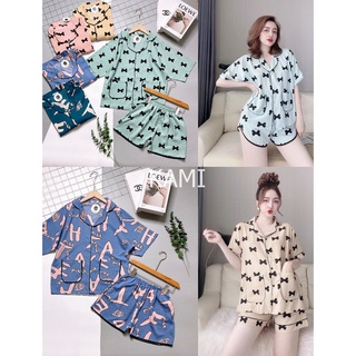 Pijama lụa nữ dài tay LỤA cao cấp, Bộ Pijama nữ Lụa cộc tay mặc ở nhà ,đồ mặc nhà nữ