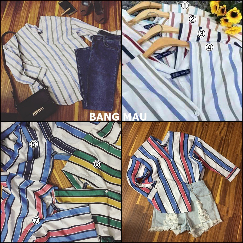 (Ảnh thật) Áo sơmi sọc phom rộng Oversize Thái Lan AO012 | Shopee Việt Nam