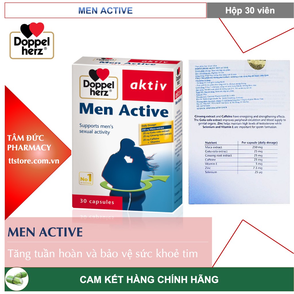 MEN ACTIVE [Hộp 30 viên] - Tăng cường sinh lực nam giới, khẳng định đẳng cấp quý ông [aktiv / doppel herz]