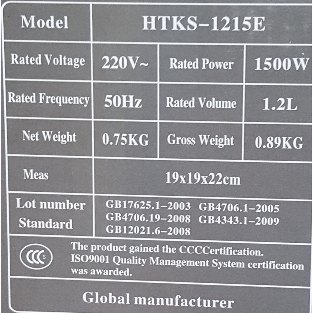 Ấm siêu tốc Inox Hotor HTKS-1215E