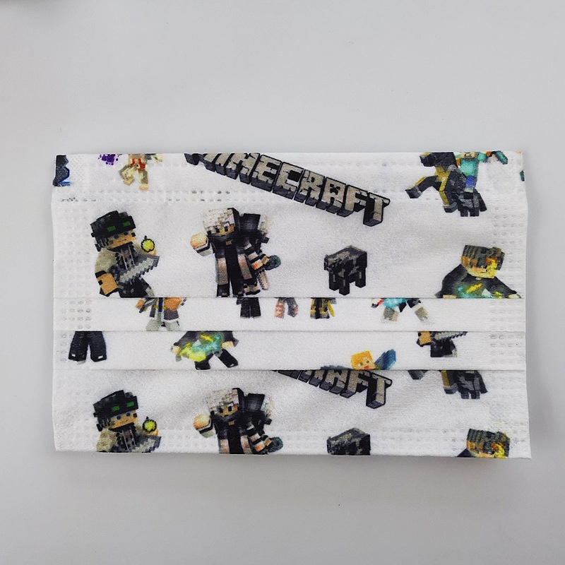 2022 Mới Minecraft Hoạt Hình Miệng Che Mặt Trẻ Em Trẻ Em 3 Lớp Dùng Một Lần 3-5 Chiếc Bé Trai Bé Gái Đảng
