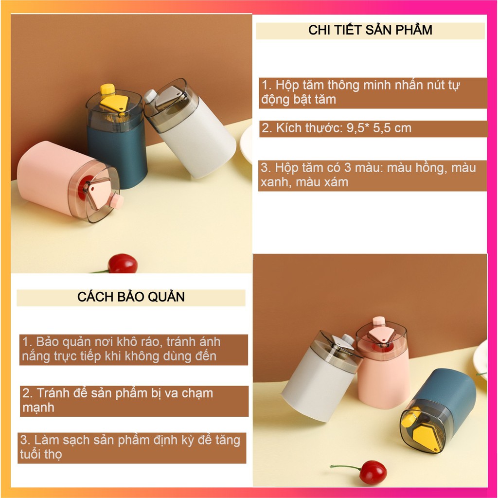 Hộp đựng tăm tự động, hũ tăm nhấn nút lấy tăm tiện lợi