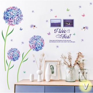 Decal dán tường Cẩm tú cầu xanh