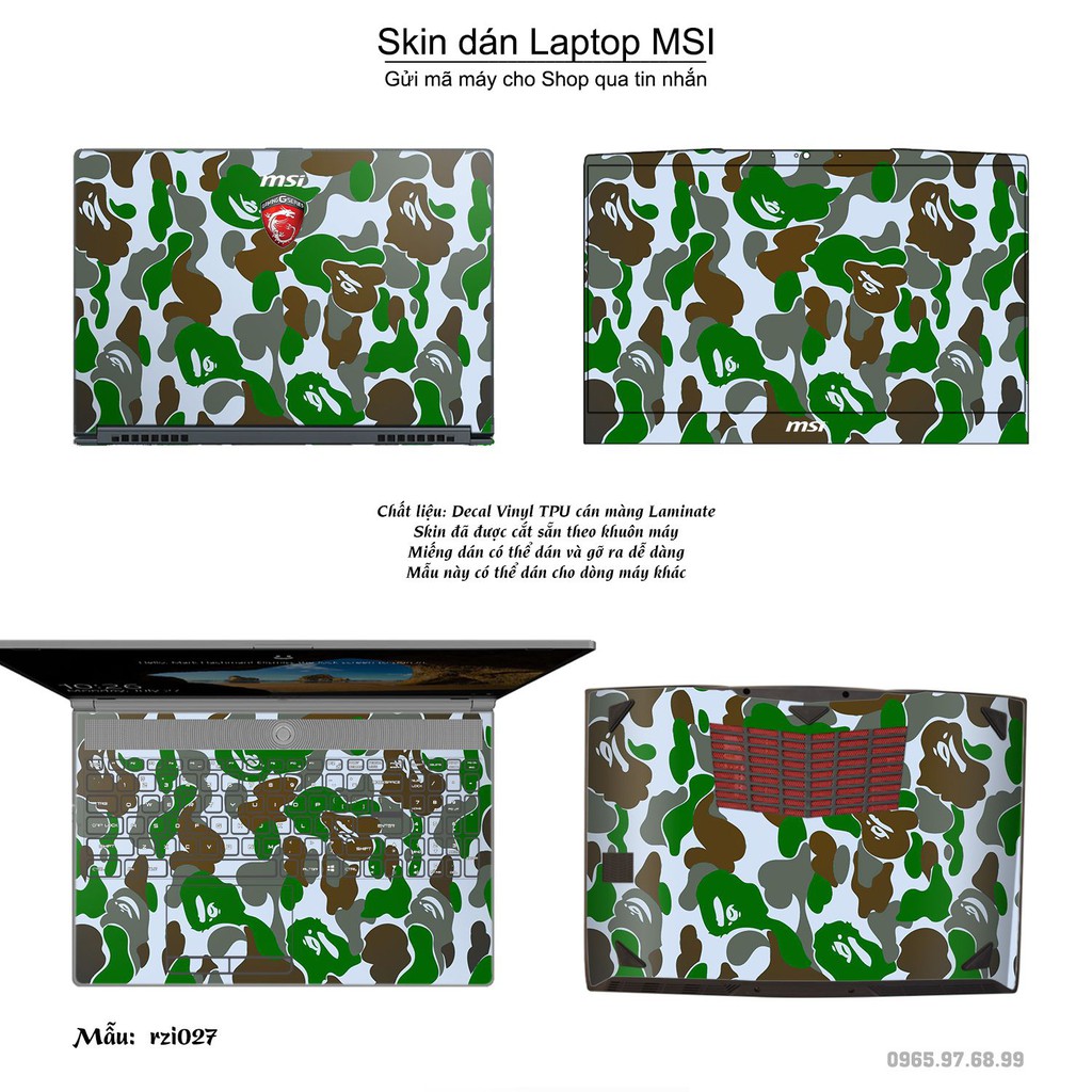 Skin dán Laptop MSI in hình rằn ri (inbox mã máy cho Shop)