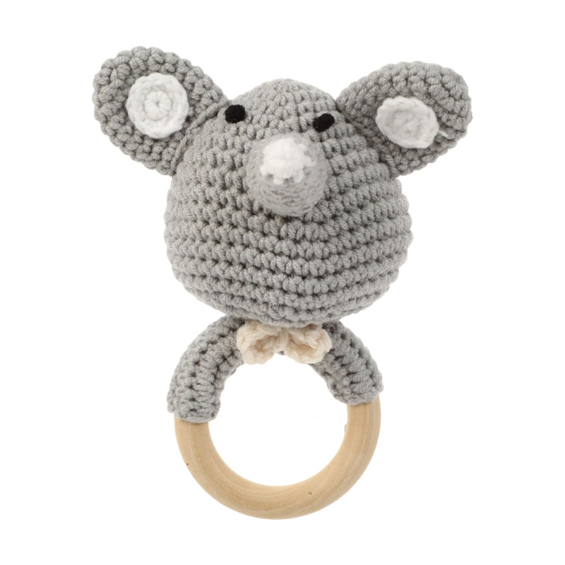Đồ Chơi Vòng Lục Lạc Đan Móc Hình Chú Voi Hoạt Hình Cho Bé Sơ Sinh Mọc Răng