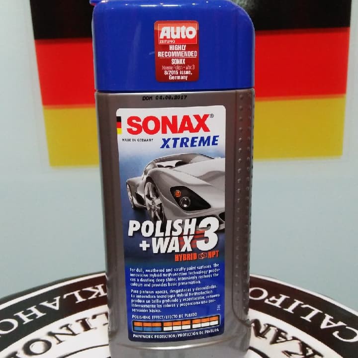 Tặng khăn -Kem đánh bóng, xóa xước quầng sơn xe ô tô, mô tô Sonax xtreme polish & wax 3 250ml Sonax202100 chamsocxestore
