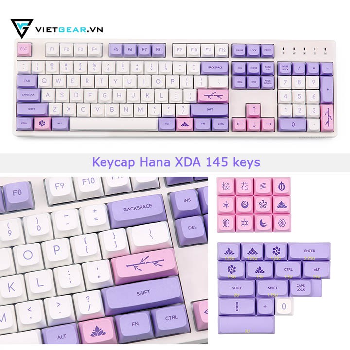 Bộ nút bàn phím Keycap Hana XDA PBT 145 nút