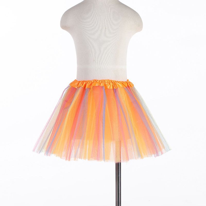 ❤Toddler Girl Triple Contrast Color Patchwork Tutu Skirt Satin Waistband Pleated Ballet Dance