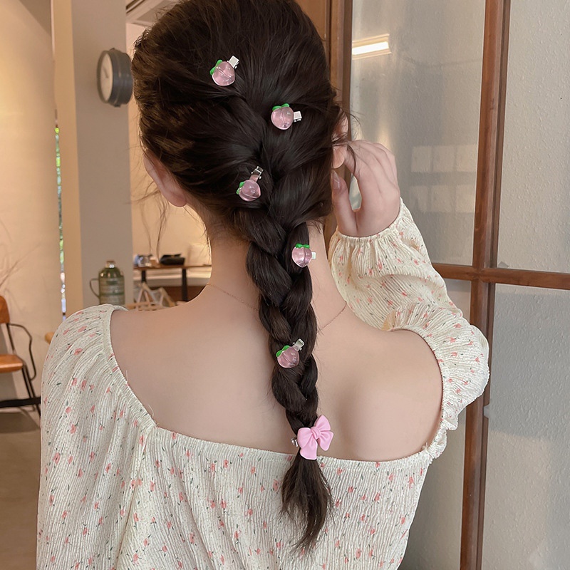 Kẹp Tóc Hình Nơ / Trái Tim Màu Hồng Thời Trang Hàn Quốc Cho Nữ