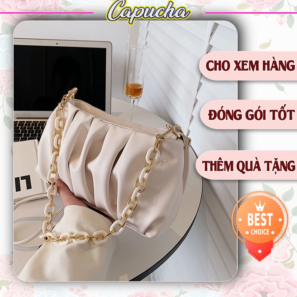 Túi xách nữ đeo chéo dáng bèo nhún phối xích cực đẹp Capucha T153