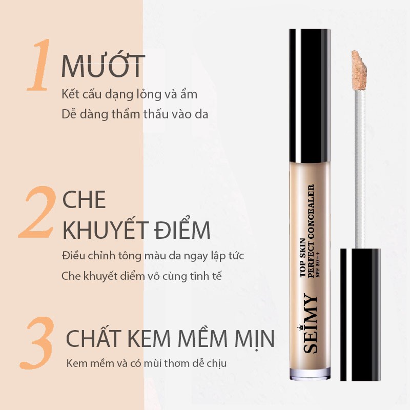 Kem Che Khuyết Điểm SEIMY - Perfect Concealer Lâu Trôi, Chống nắng, gồm 3 màu tông da, Độ Che Phủ Cao, Chống thấm