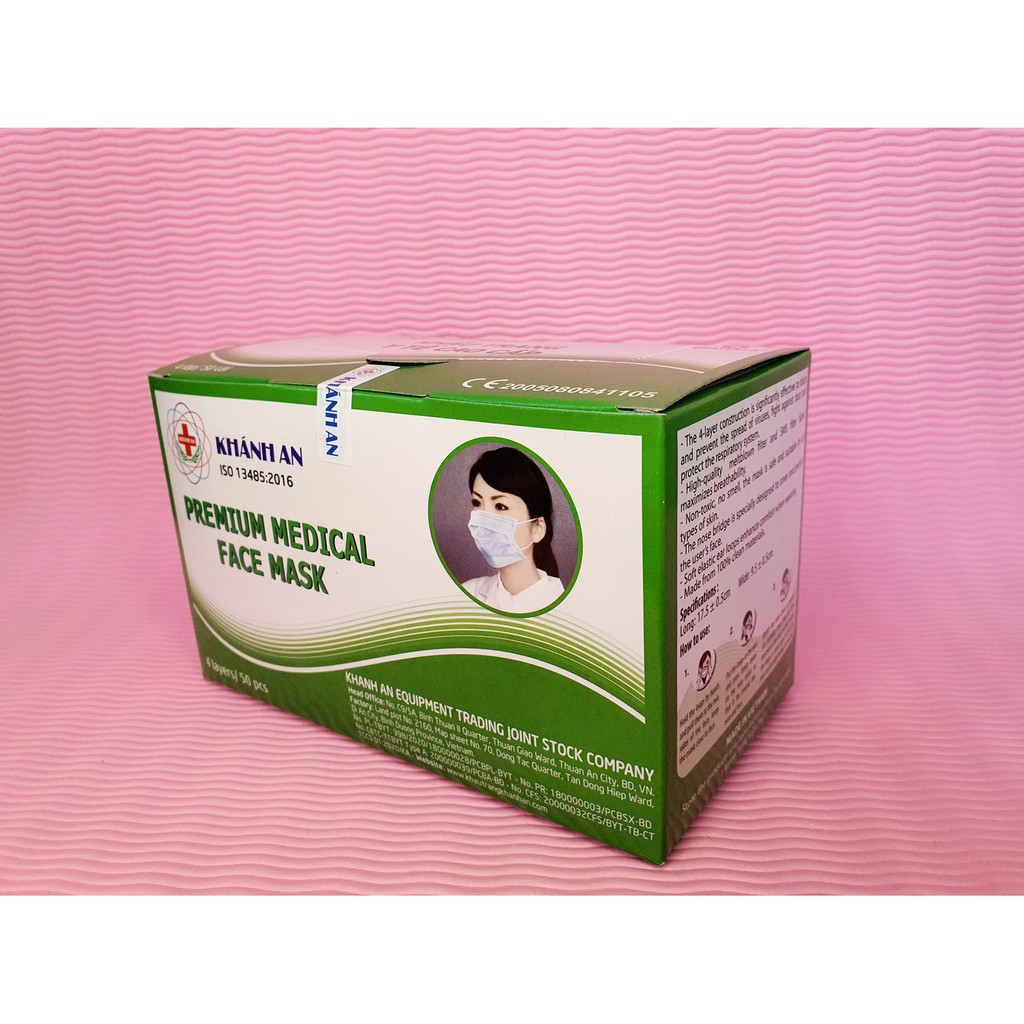 Khẩu trang Y tế cao cấp 4 lớp Khánh An - Hộp 50 cái (gồm 5 túi, mỗi túi 10 cái) | BigBuy360 - bigbuy360.vn