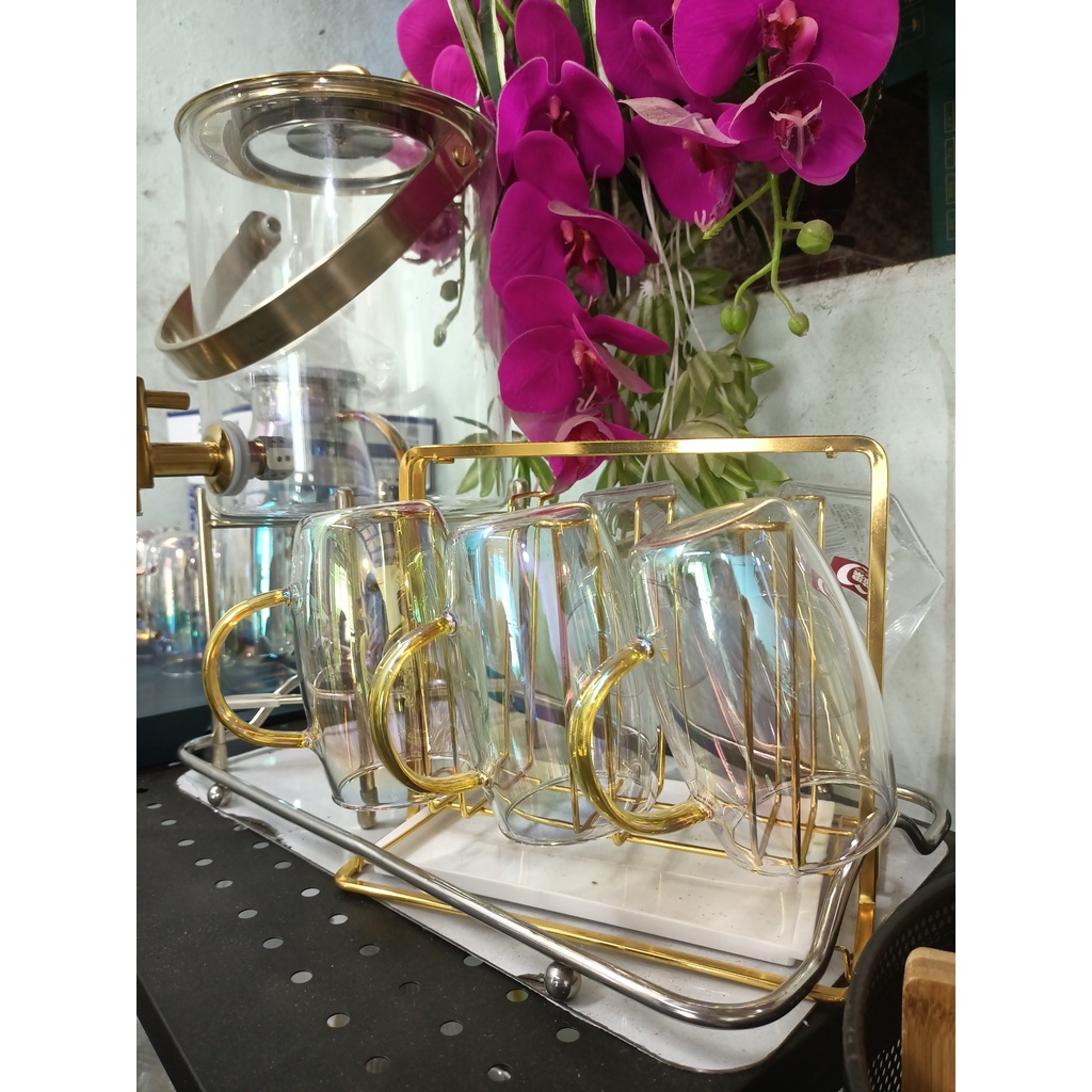 BÌNH THUỶ TINH CAO CẤP CÓ VÒI RÓT GIÁ CHÂN ĐẾ SẮT