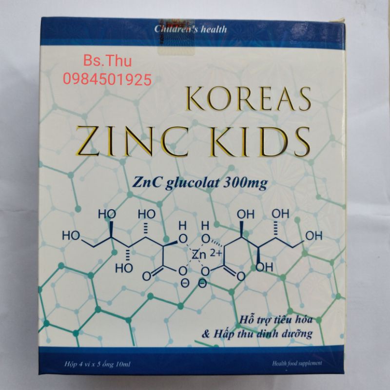 Koreas Zinc Kids hộp 20 ống Hỗ trợ bổ sung kẽm, tăng cường sức đề kháng mẫu mới