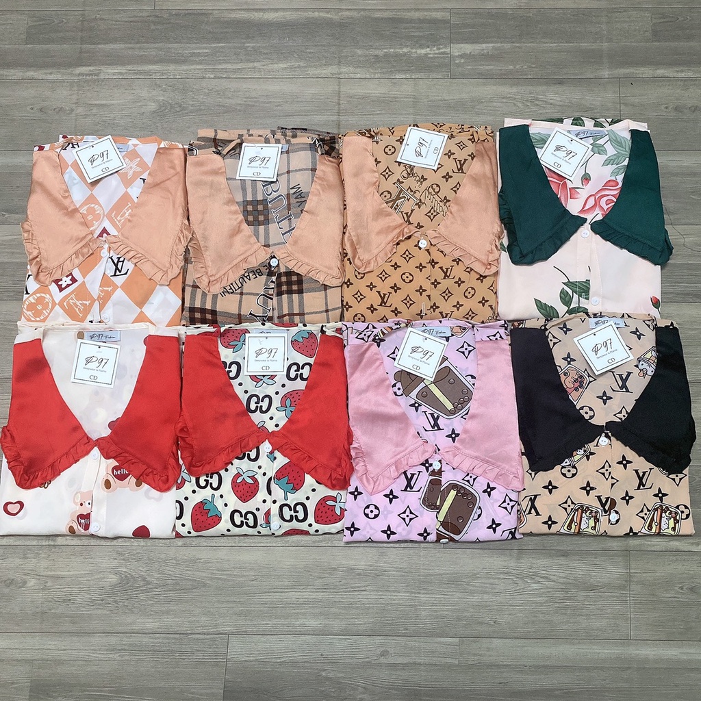 Pijama nữ tay ngắn quần dài mẫu tiểu thư cổ sen phối bèo hot hít lụa mango, lụa latin,lụa satin cao cấp siêu sale giá rẻ