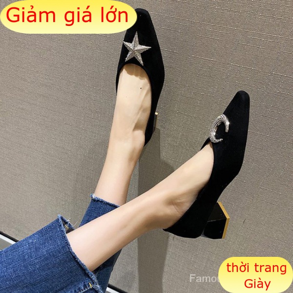 Giày Cao Gót 3.5cm Mũi Vuông Phong Cách Hàn Quốc Cho Nữ
