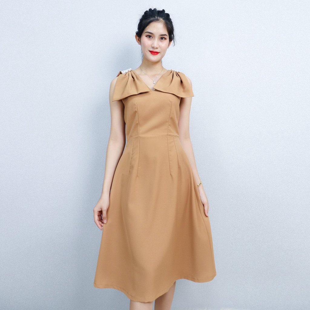 (XẢ KHO) Đầm Thiết Kế Dự Tiệc Công Sở Sang Trọng Bigsize AMYRA , Thiết Kế Dáng Xòe Tay Nơ Cao Cấp Đi Làm Đi Tiệc DA198