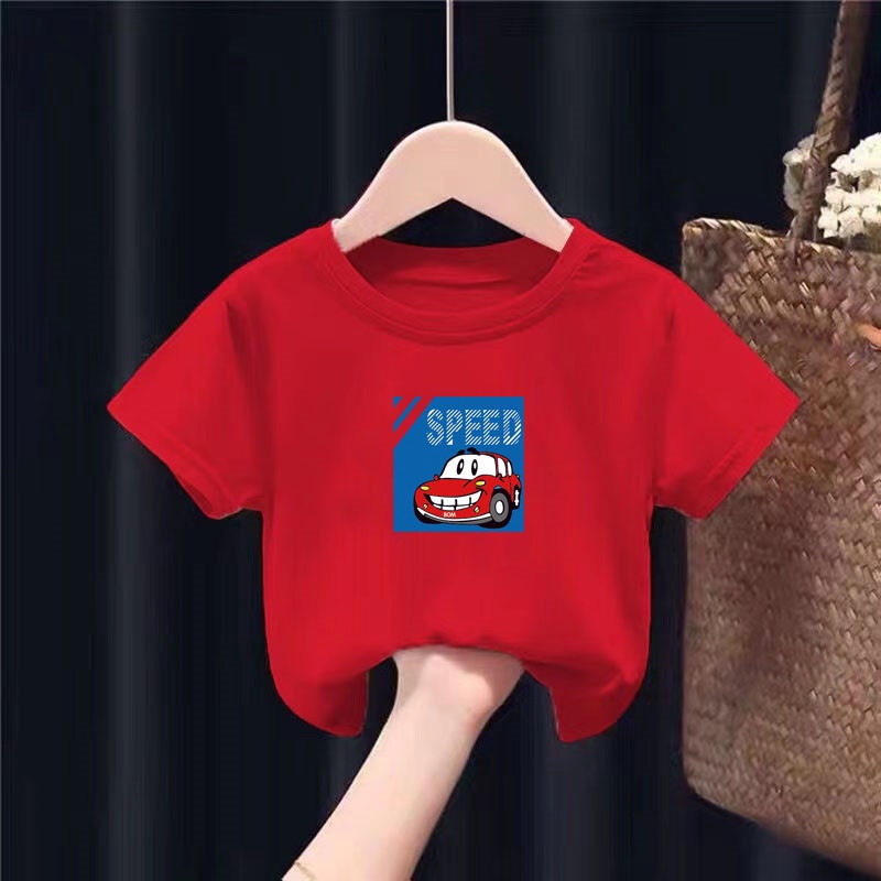 Áo Thun 100% Cotton Tay Ngắn Thoáng Khí In Họa Tiết Hoạt Hình Thời Trang Mùa Hè Cho Bé