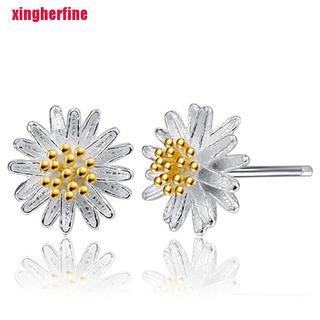 Khuyên tai mạ bạc 925 hình hoa cúc