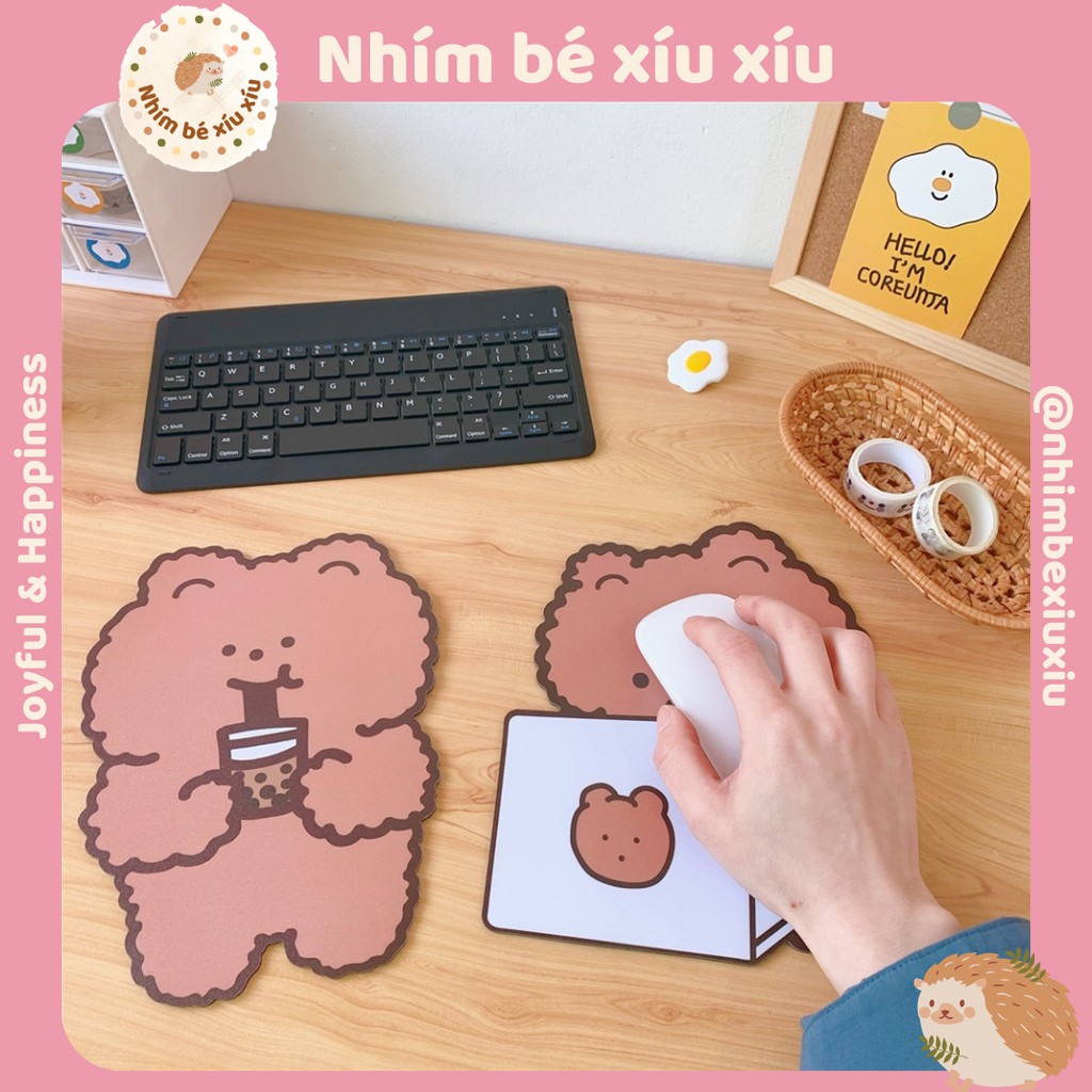 Miếng lót chuột gấu nâu mouse pad cute tấm di chuột chống thấm nước VT239