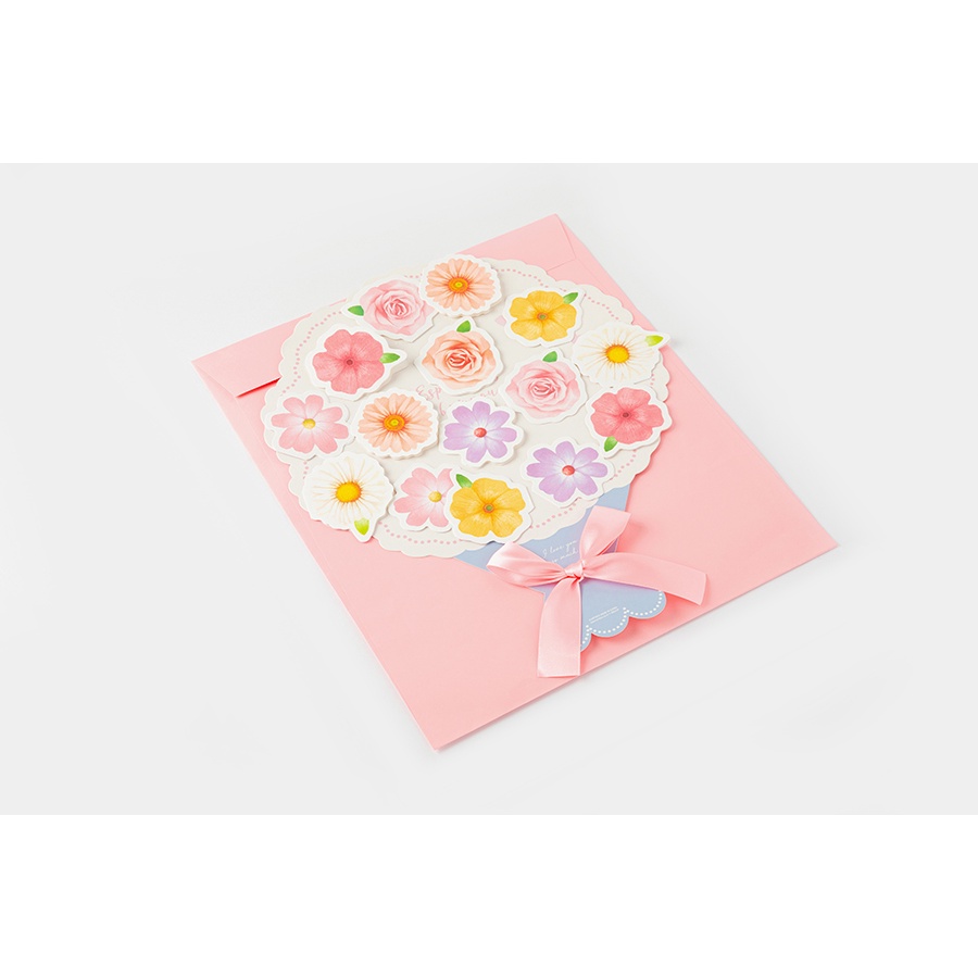 Thiệp ARTBOX Hàn Quốc Hình Bó Hoa Màu Hồng