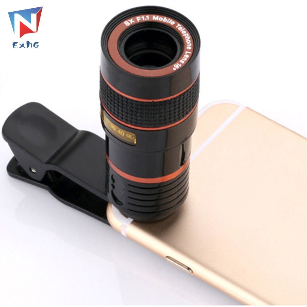 Ống kính phóng đại 8x chất lượng cao cho camera điện thoại iPhone Samsung HTC Huawei Sony có kẹp gắn tiện dụng