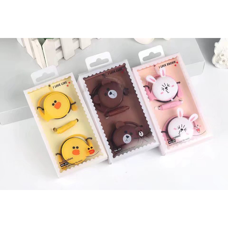 Tai nghe gấu brown thỏ cony vịt sally kn-211 kẹp tai tai nghe thời trang