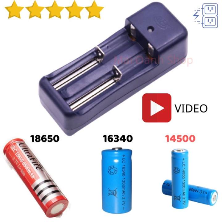 Bộ Sạc Đôi Đa Năng Dùng Cho Các Loại Pin Li-Ion 18650 / 16340 / 14500 - không kèm pin