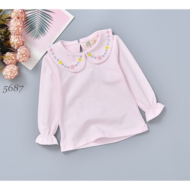 áo dài tay bé gái cổ bèo chất cotton nỉ  Ảnh thật Rio chụp, hàng có sẵn kèm video