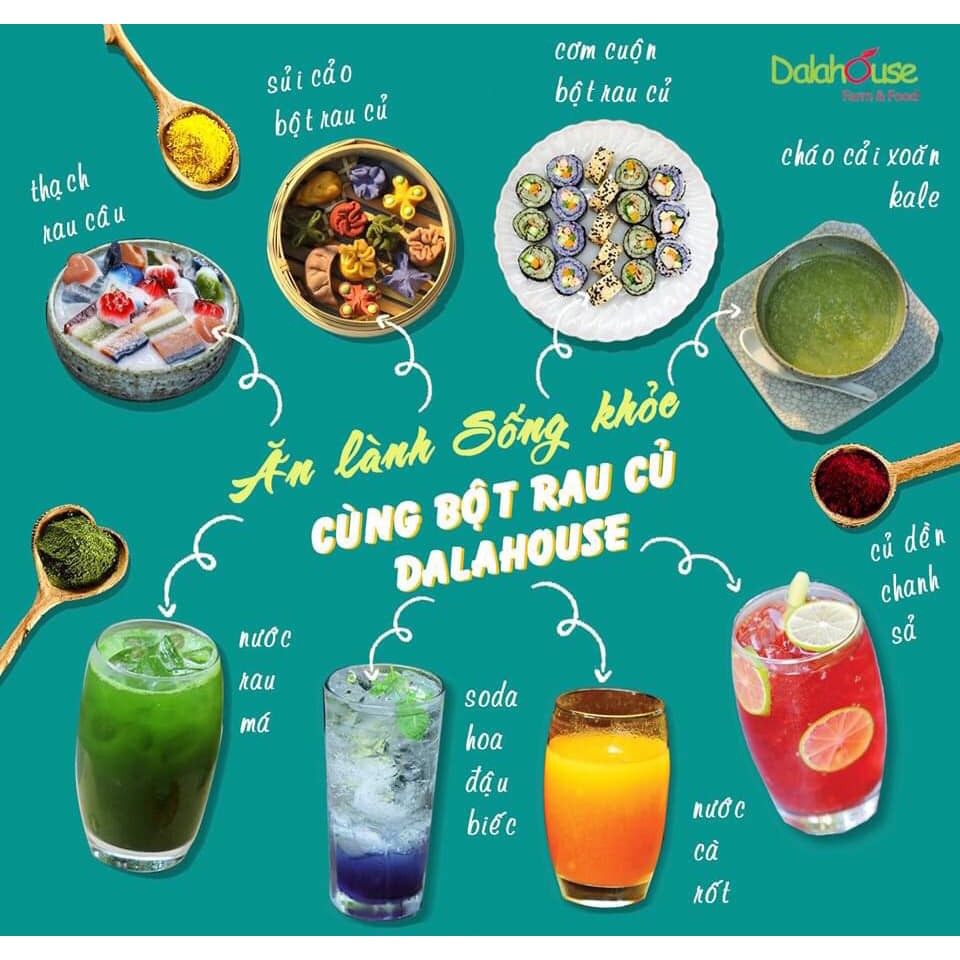 Combo Bột Rau Củ Detox Thải Độc, Thanh Lọc Cơ Thể Dalahouse (63g) - 100% từ thiên nhiên