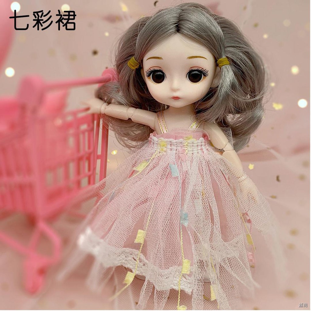 ∈17cm Búp bê Barbie 21 khớp có thể cử động cô gái công chúa đồ chơi mini ăn mặc dễ thương set bjd lớn