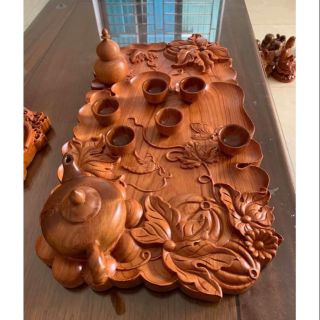 Khay trà nguyên khối gỗ hương