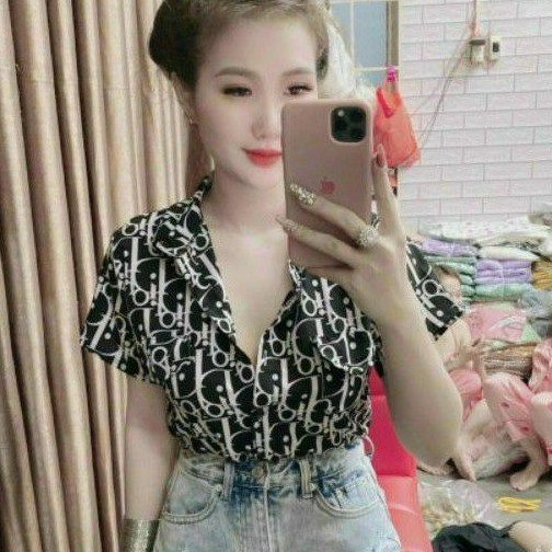 Áo sơ mi in chữ họa tiết Tay Ngắn cao cấp